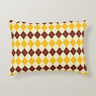 Brown - Yellow Scottish Tartan-Pattern Decorative Cushion