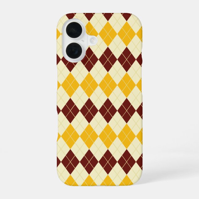 Brown - Yellow Scottish Tartan-Pattern iPhone 16 Case (Back)