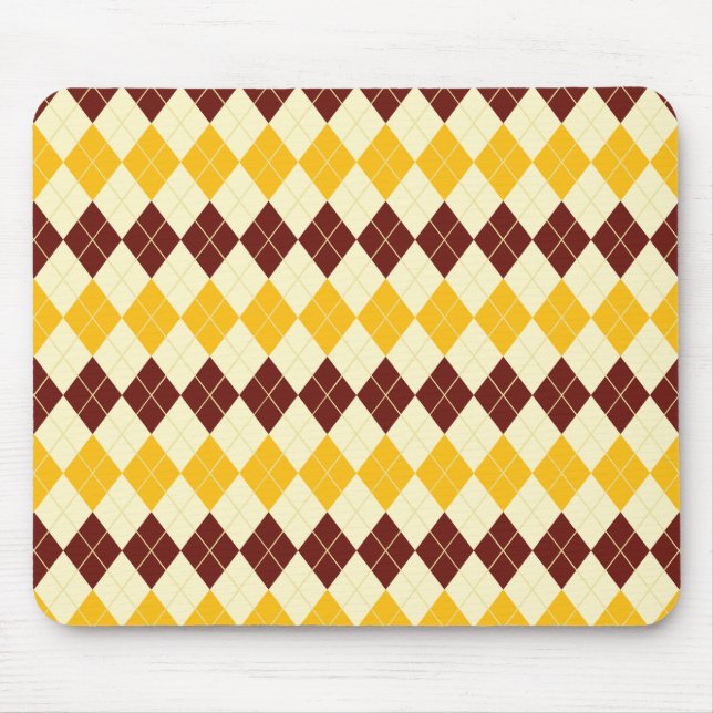 Brown - Yellow Scottish Tartan-Pattern Mouse Mat (Front)