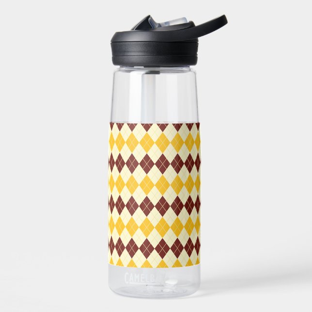 Brown - Yellow Scottish Tartan-Pattern Water Bottle (Left)