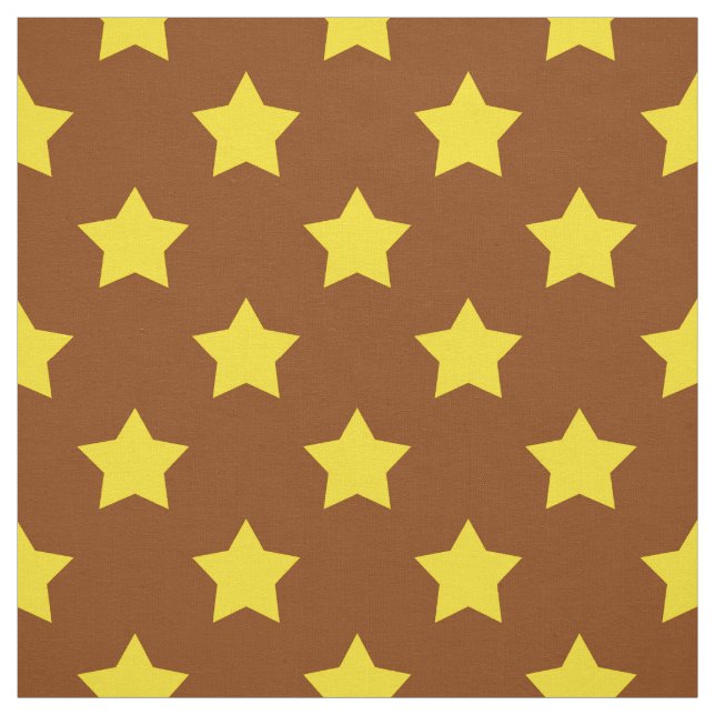 Brown Yellow Stars Pattern Decorative Textile Fabric (Swatch)
