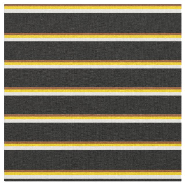 Brown, Yellow, White & Black Coloured Lines Fabric (Close Up)