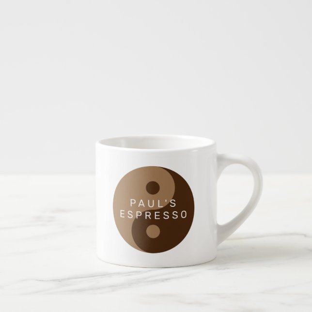 Brown Yin & Yang coffee symbol custom espresso mug (Right)
