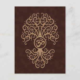 Brown Yoga Om Tree Postcard