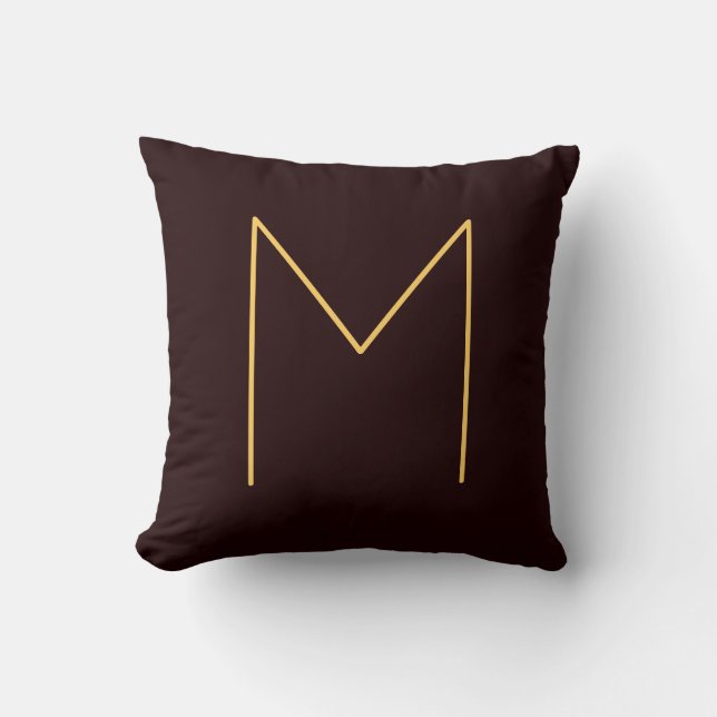 Brown Your Name Initial Monogrammed Modern Plain Cushion (Front)