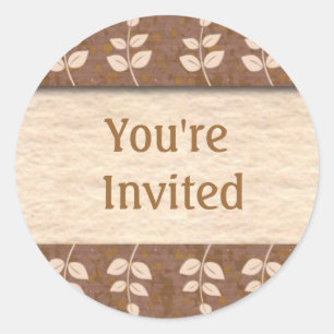 Brown You're Invited Envelope Seals Round Stickers