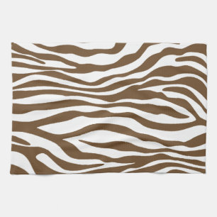 Brown Zebra Animal Print Tea Towel