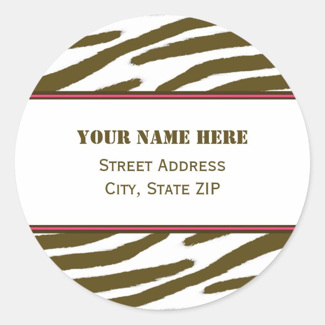 Brown Zebra Print Address Labels (Front)
