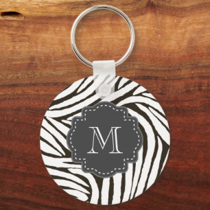 Brown Zebra Print Key Ring