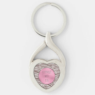 Brown Zebra Print Key Ring