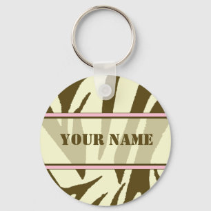 Brown Zebra Print Keychain