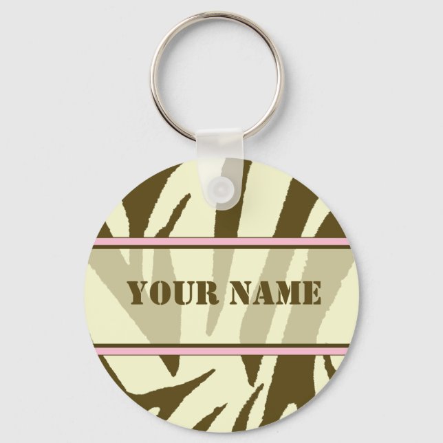 Brown Zebra Print Keychain (Front)