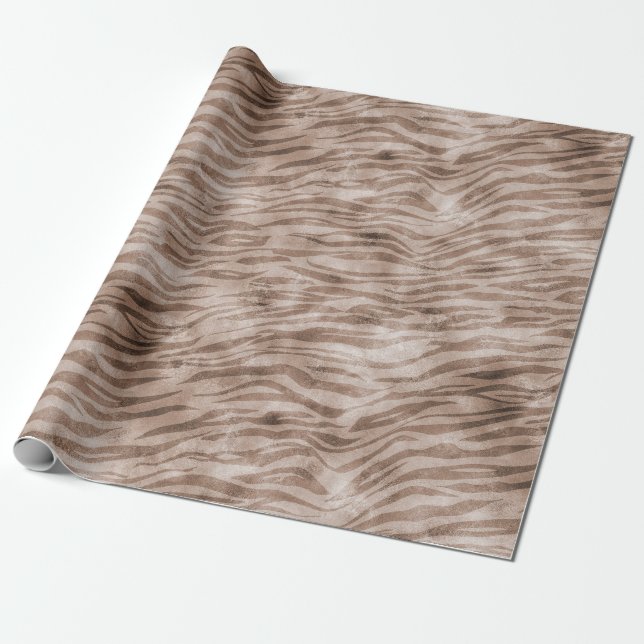 Brown Zebra Print Wrapping Paper (Unrolled)