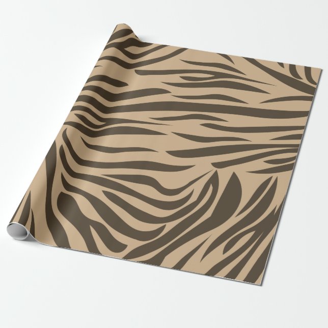 Brown Zebra Print Wrapping Paper (Unrolled)