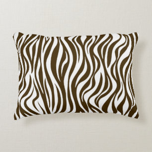 Brown Zebra Skin Print Decorative Cushion