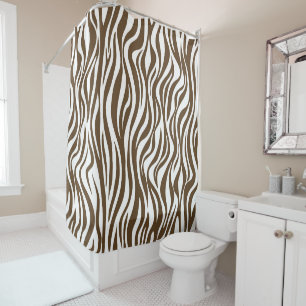 Brown Zebra Skin Print Shower Curtain