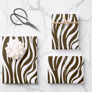 Brown Zebra Skin Print Wrapping Paper Sheets