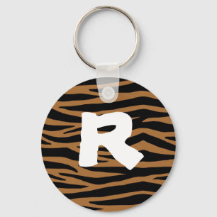 Brown Zebra Stripes Key Ring
