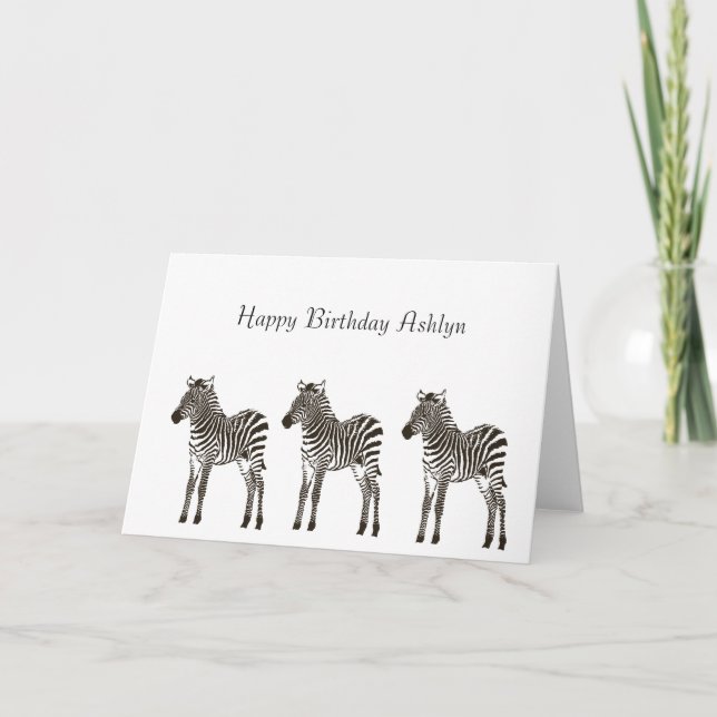 Brown Zebras Birthday Card (Front)