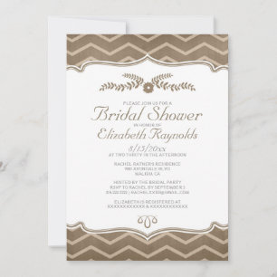 Brown Zigzag Bridal Shower Invitations
