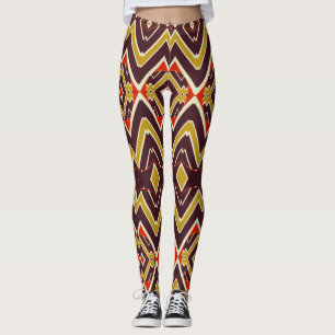 Brown zigzag classic pattern "Ratti_Creative_Arts" Leggings