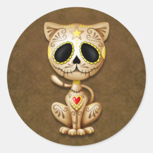 Brown Zombie Sugar Kitten Classic Round Sticker