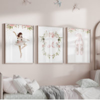 Brownette ballerina prints blush pink girl room