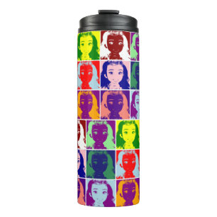 brownhaired girl black ink pop art  thermal tumbler