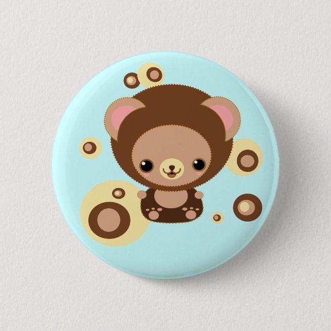 brownie bear 6 cm round badge (Front)