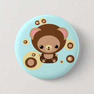 brownie bear 6 cm round badge