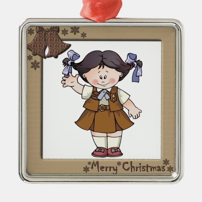 Brownie Black Hair Frame Bells Metal Tree Decoration (Front)