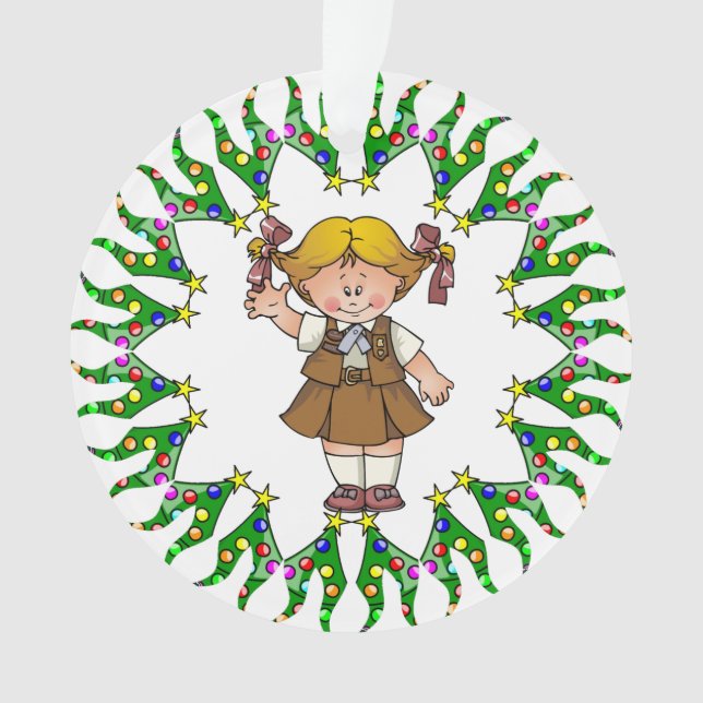 Brownie Blonde Hair Tree Wreath Ornament (Front)