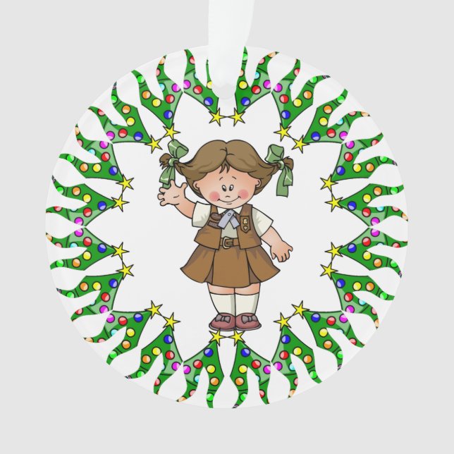 Brownie Brunette Tree Wreath Ornament (Front)