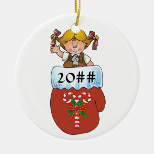 Brownie Mitten Blonde Ceramic Tree Decoration