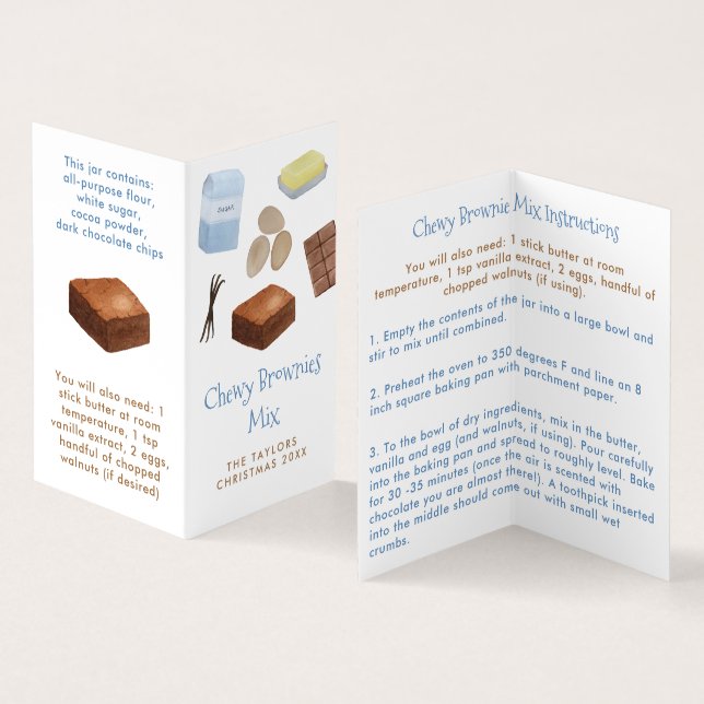 Brownie Mix Homemade DIY Christmas Gift Label Business Card (Inside and Outside)