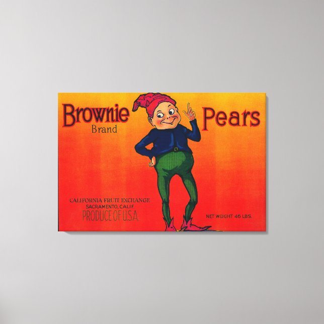Brownie Pear Crate Label Canvas Print (Front)