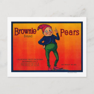 Brownie Pear Crate Label Postcard