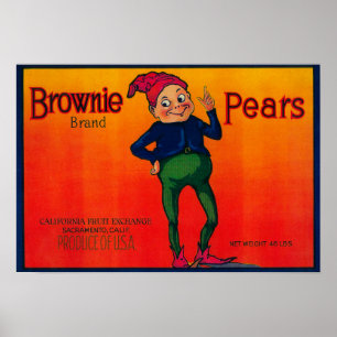 Brownie Pear Crate Label Poster