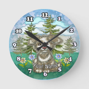 Brownie Pup Dog  Round Clock