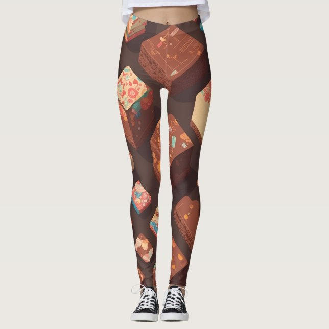 Brownie Retro Colourful Personalised Pattern Leggings (Front)