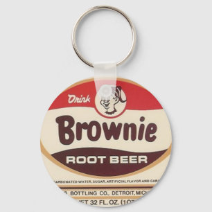 brownie root beer label enlarged keychain