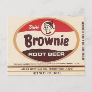 brownie root beer label post card