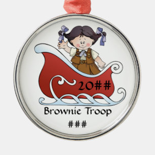 Brownie Scout Sled Black Hair Metal Tree Decoration