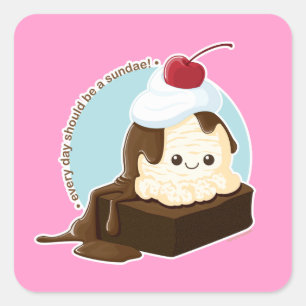 Brownie Sundae Square Sticker