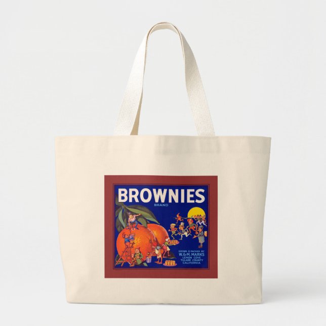 Brownies Brand California Oranges Large Tote Bag (Front)