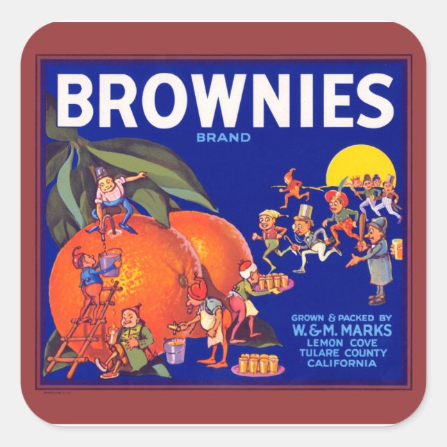 Brownies Brand California Oranges Square Sticker (Front)