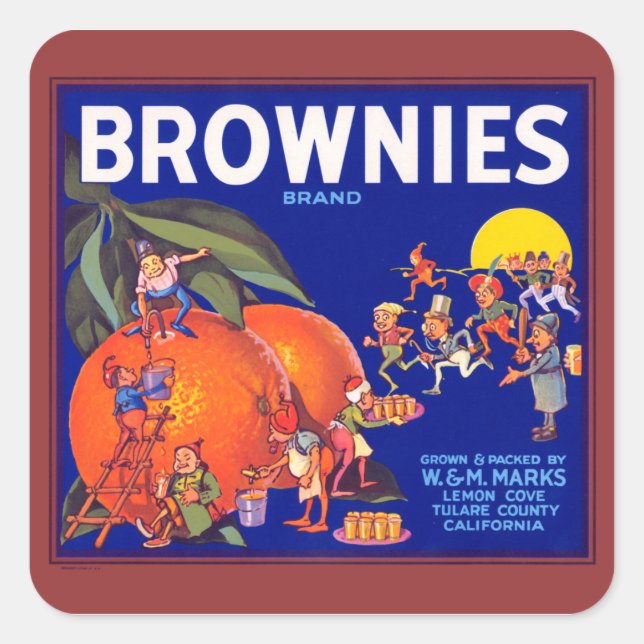 Brownies Brand California Oranges Square Sticker (Front)