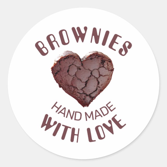 Brownies handmade with love classic round sticker (Front)
