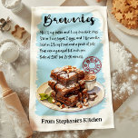 Brownies Recipe Personalised Tea Towel<br><div class="desc">Add a sweet touch to your kitchen with this personalised Brownies Recipe kitchen towel. Featuring a classic brownie recipe, this customisable towel is perfect for chocolate lovers and home bakers. Personalise it with your name or a special message to create a unique and practical kitchen accessory, ideal for gifting or...</div>