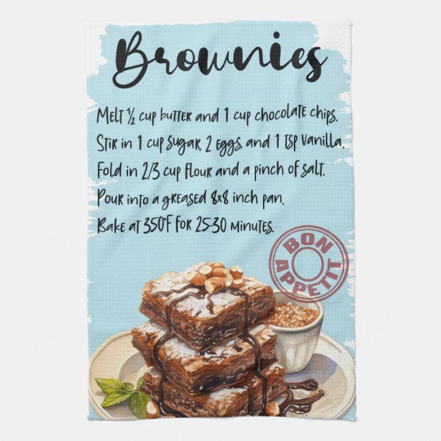 Brownies Recipe Tea Towel (Vertical)